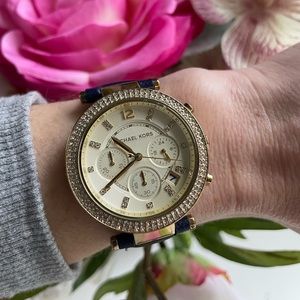 Michael Kors Women's Parker MK2280 Blue Leather Quartz Watch